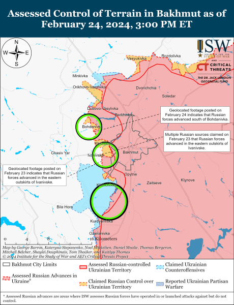 Karte der Militäreinsätze am 25. Februar 2024 – die Lage vorne“ /></p>
<p><img decoding=