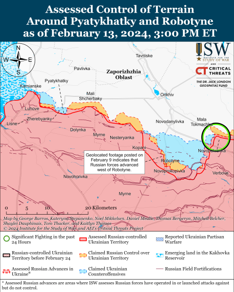 Karte der Militäreinsätze vom 14. Februar 2024 – Situation an der Front