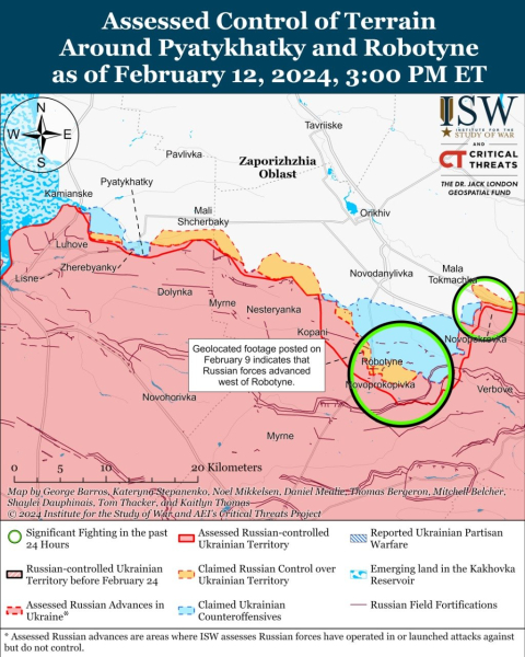 Karte der Militäreinsätze vom 13. Februar 2024 – Lage an der Front