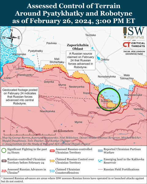 Karte der Militäreinsätze vom 27. Februar 2024 — Situation an der Front