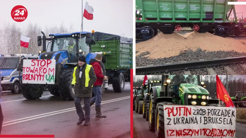 Es gibt Propagandanotizen: Gibt es welche? Die Situation an der polnischen Grenze gerät in eine Sackgasse. Die Demonstranten wollen nicht einmal mit den Medien sprechen, was auf einen Mangel an Meinungsbildung und klaren Forderungen hindeutet.</strong></p>
<p>Gleichzeitig versuchen Landwirte, den Mythos über die angeblich schlechte Qualität ukrainischer Produkte nach Europa zu tragen. Zum Beispiel: „Kaufen Sie es nicht, weil es nicht von hoher Qualität ist.“ Der stellvertretende Vorsitzende des Allukrainischen Agrarrats, Denis Marchuk, erklärte gegenüber Channel 24 die Logik der polnischen Proteste an der Grenze.</p>
<h2 class=