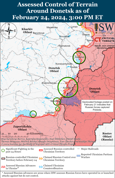 Karte der Militäreinsätze vom 25. Februar 2024 – Lage an der Front