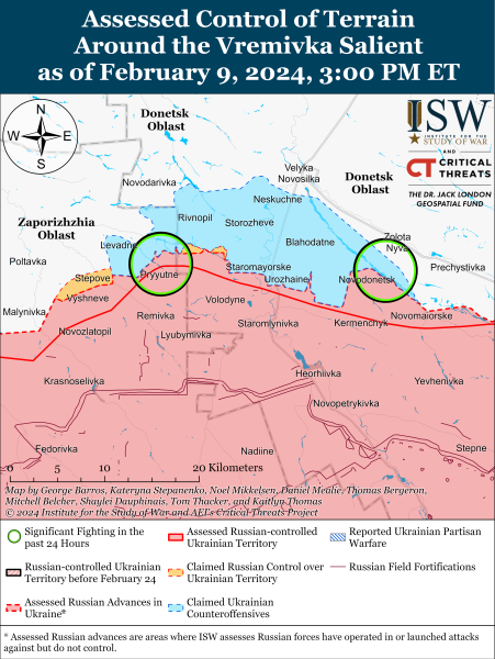 Karte der Militäreinsätze am 10. Februar 2024 - die Situation an der Front