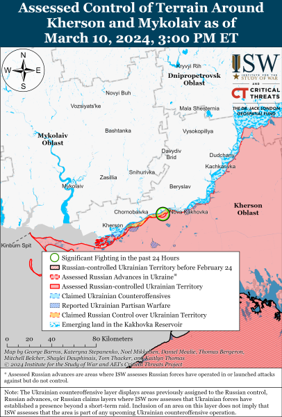 Karte der Militäreinsätze vom 11. März 2024 – Lage an der Front