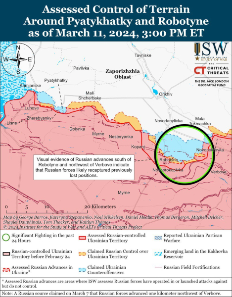 Karte der Militäreinsätze vom 12. März 2024 – Situation an der Front