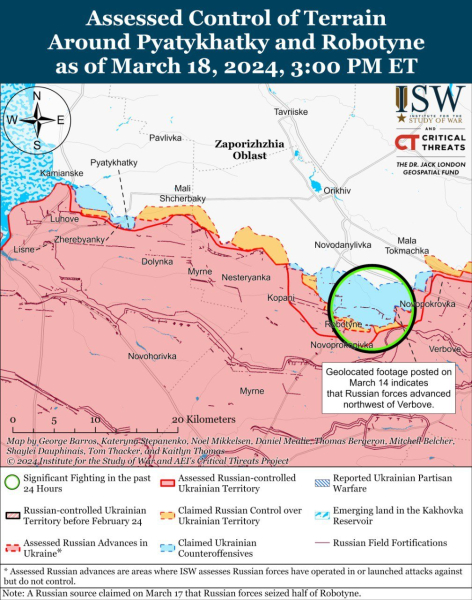 Karte der Militäreinsätze für den 19. März 2024 – Lage an der Front