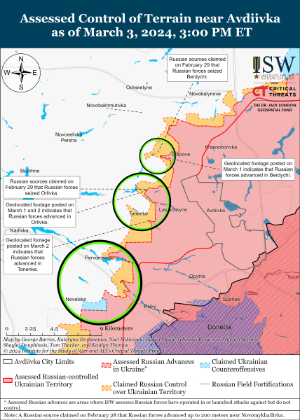 ISW über die Kämpfe im Gebiet Avdeevka: Die Russische Föderation versucht, Angriffe anzupassen