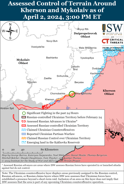 Karte der Militäreinsätze für den 3. April 2024 – Lage an der Front