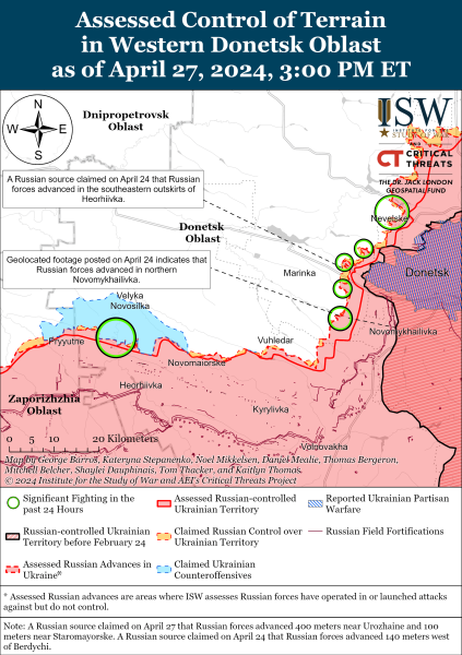 Karte der Militäreinsätze vom 28. April 2024 – Lage an der Front