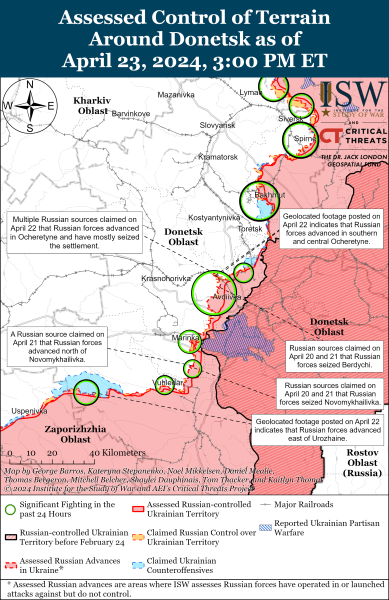 Karte der Militäreinsätze am 24. April 2024 – die Lage an der Front 