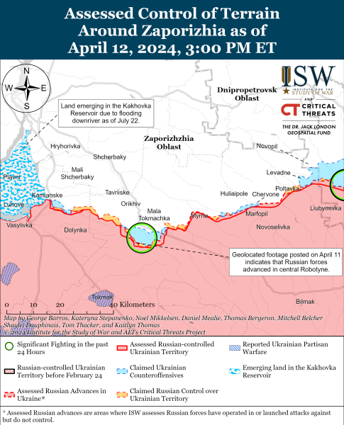 Karte der Militäreinsätze am 13. April 2024 - die Situation an der Front