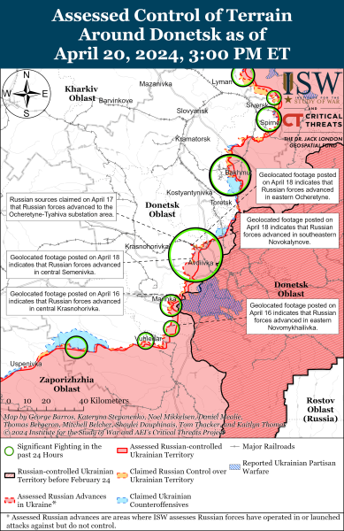 Karte der Militäreinsätze vom 21. April 2024 – Lage an der Front