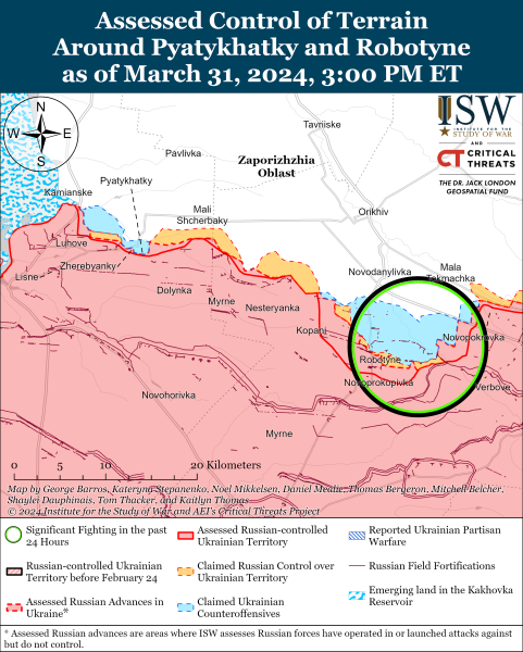 Karte der Militäreinsätze vom 1. April 2024 – die Situation an der Front