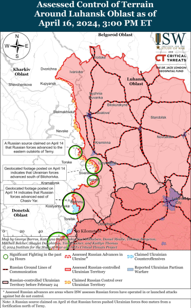 Karte der Militäreinsätze für den 17. April 2024 – Lage an der Front