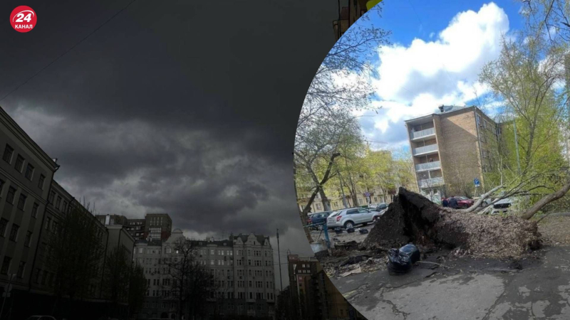 Die Natur hat weiterhin Spaß: Ein starker Hurrikan traf Moskau“ /></p>
<p>In Moskau verursachte schweres Unwetter Schäden/Collage 24 Channel</p>
<p _ngcontent-sc90 class=