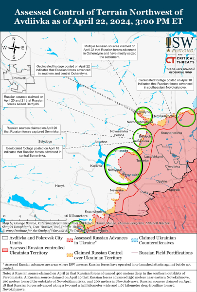 Karte der Militäreinsätze für den 23. April 2024 – Lage an der Front