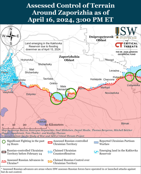 Karte der Militäreinsätze für den 17. April 2024 – Lage am die Front