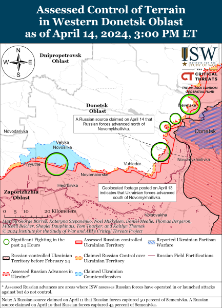 Karte der Militäreinsätze vom 15. April 2024 – Lage an der Front 