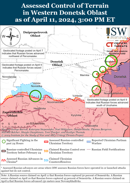 Karte der Militäreinsätze vom 12. April 2024 – Lage an der Front