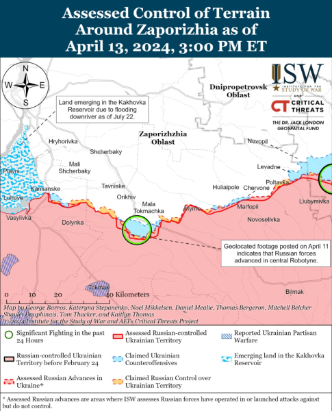 Karte der Militäreinsätze für den 14. April 2024 – Lage an der Front