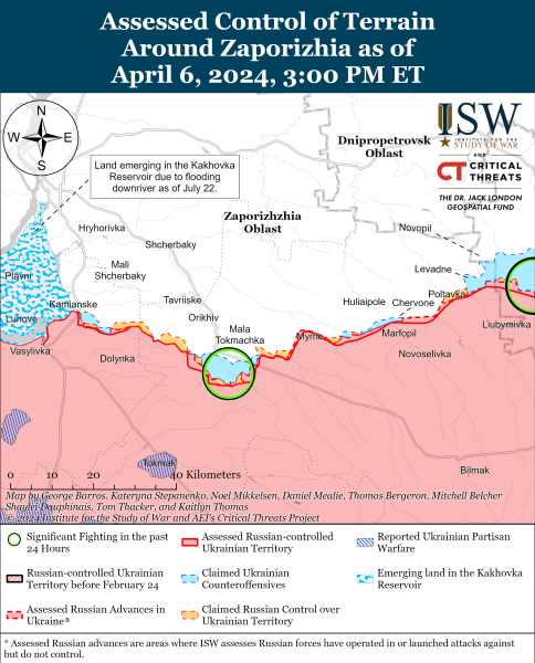 Karte der Militäreinsätze für den 7. April 2024 - die Situation an der Front