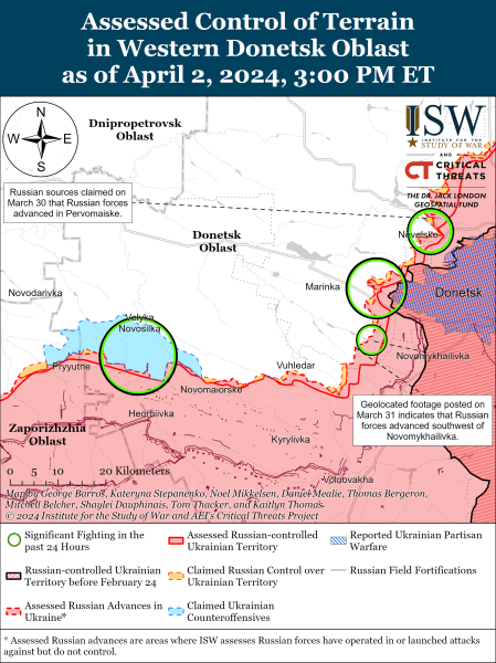 Karte der Militäreinsätze für den 3. April 2024 – Lage an der Front