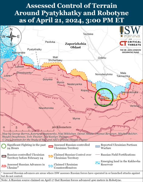 Karte der Militäreinsätze vom 22. April 2024 – Lage an der Front