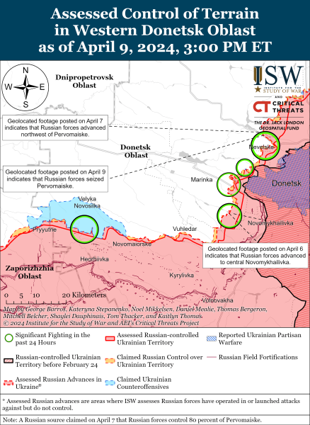 Karte der Militäreinsätze vom 10. April 2024 – Lage an der Front