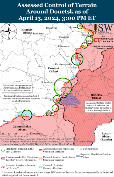 Karte der Militäreinsätze für den 14. April 2024 – Lage an der Front