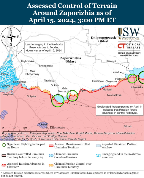 Karte der Militäreinsätze für den 16. April 2024 – Lage an der Front