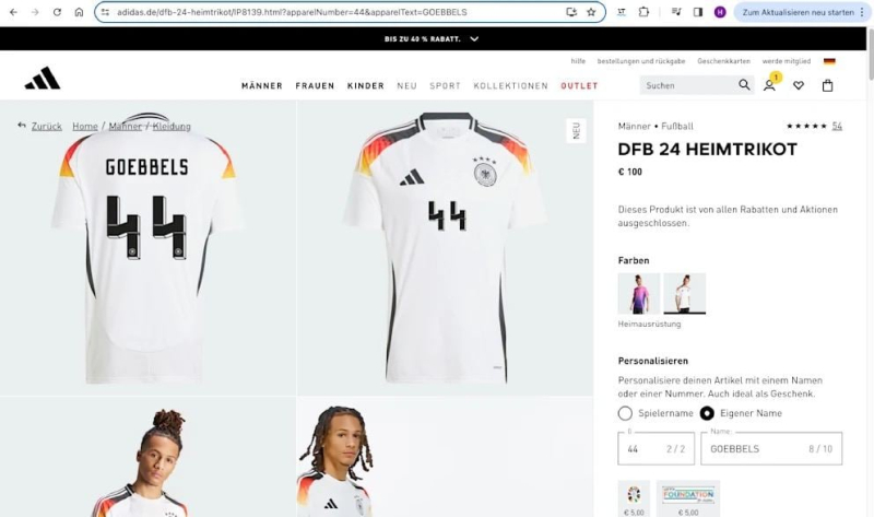 In Deutschland gibt es einen Skandal um die schlechte Schriftart der Nummern auf dem Trikot der Fußballmannschaft