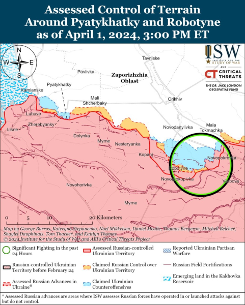 Karte der Militäreinsätze vom 2. April 2024 – Lage an der Front