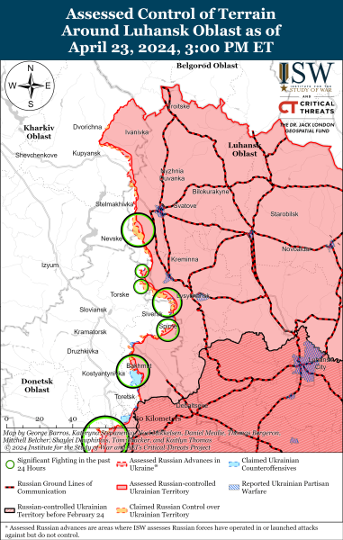 Karte der Militäreinsätze am 24. April 2024 – die Lage an der Front