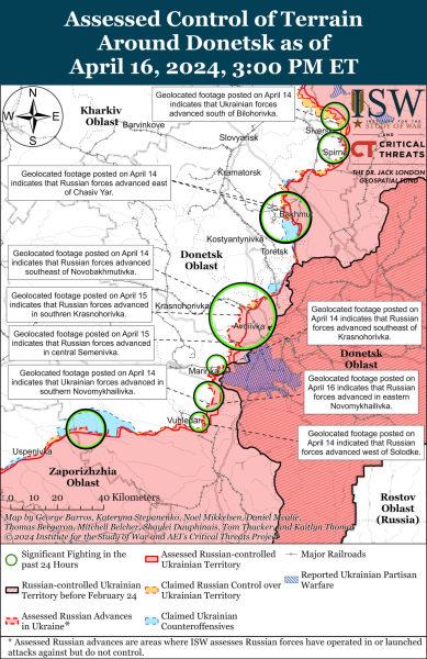 Karte der Militäreinsätze für den 17. April 2024 – Lage an der Front