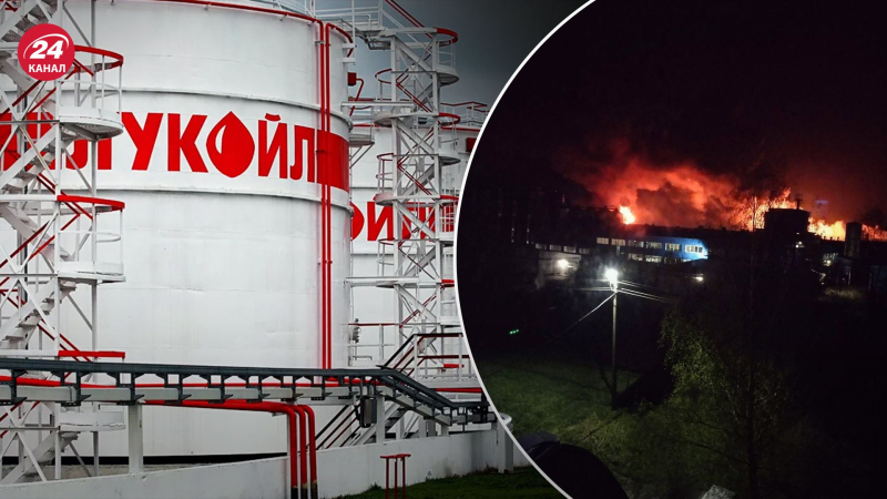 Drohnen wurden abgeschossen durch ein Öldepot: Nach einem Drohnenangriff brach in der Region Smolensk ein Großbrand aus“ /></p>
<p>In der Region Smolensk griffen Drohnen Lukoil-Stationen an/Collage 24 Channel</p>
<p _ngcontent-sc90 class=