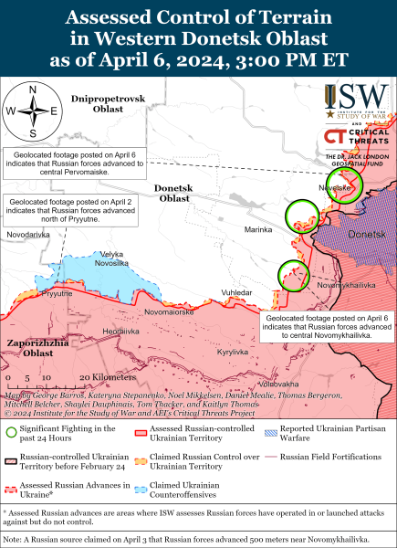 Karte der Militäreinsätze für den 7. April 2024 – Lage an der Front