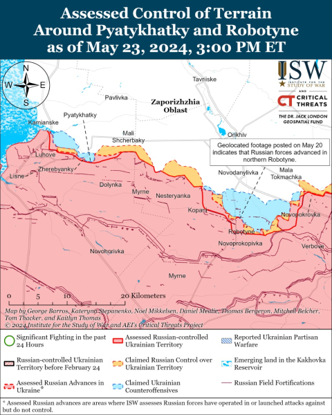 Karte der Militäreinsätze vom 24. Mai 2024 – Lage an der Front