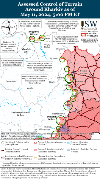 Karte der Militäreinsätze vom 12. Mai 2024 – Lage an der Front