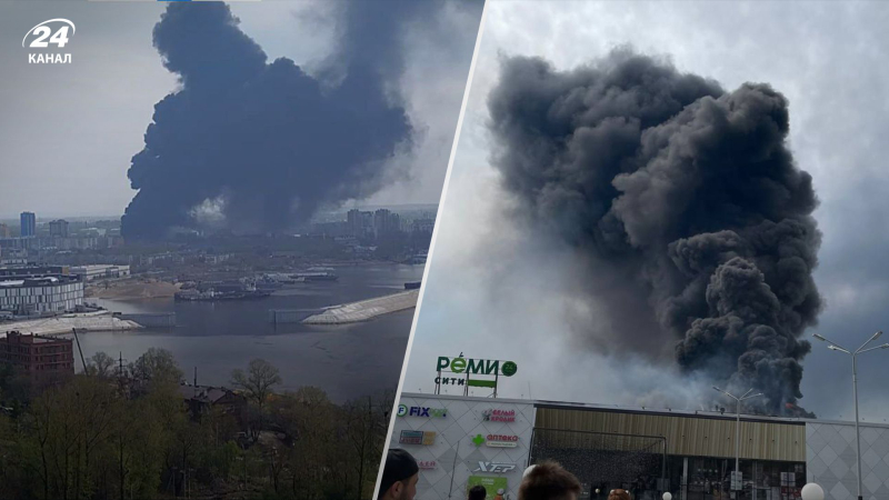 In einem Einkaufszentrum mit Hunderten Menschen brach in Chabarowsk ein Großbrand aus, dichter schwarzer Rauch bedeckt die Stadt