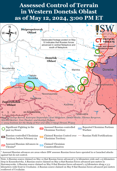 Karte der Militäreinsätze für den 13. Mai 2024 — Situation an der Front