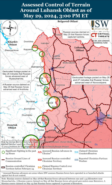 Karte der Kampfhandlungen am 30. Mai 2024 – Lage an der Front“ /></p>
<p><img decoding=