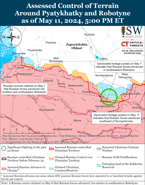 Karte der Militäreinsätze vom 12. Mai 2024 - Lage an der Front