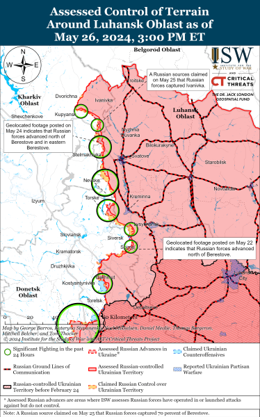 Karte der Militäreinsätze am 27. Mai 2024 - die Situation an der Front
