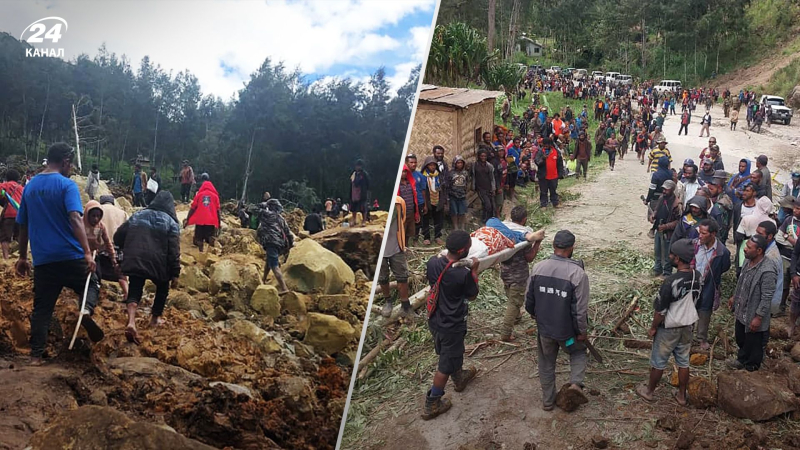 Mehr als 300 Personen gestorben: Ein massiver Erdrutsch begrub ein ganzes Dorf in Papua-Neuguinea“ /></p>
<p>In Papua-Neuguinea starben Hunderte Menschen nach einem Erdrutsch/Channel 24 Collage (AP-Foto)</p>
<p _ngcontent-sc90 class=