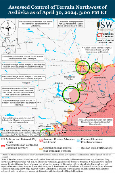 Karte der Militäreinsätze vom 1. Mai 2024 &ndash ; Lage an der Front