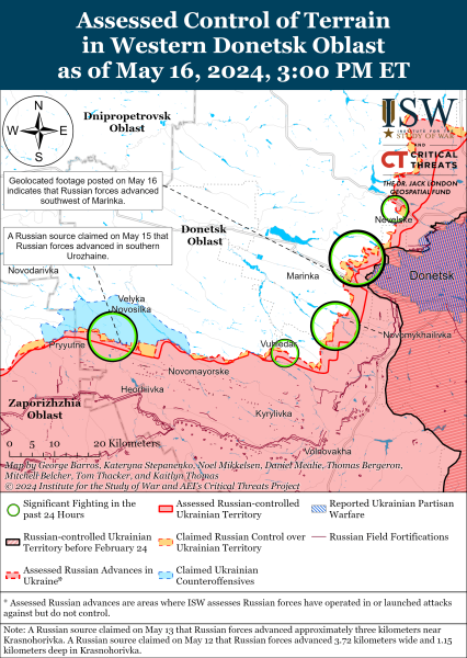 Karte der Militäreinsätze am 17. Mai 2024 - die Situation an der Front