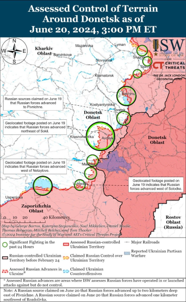 Karte der Militäreinsätze vom 21. Juni 2024 — Situation an der Front