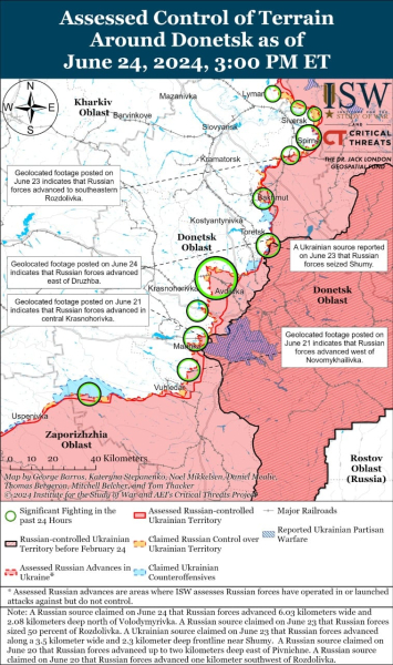 Karte der Militäreinsätze für den 25. Juni 2024 – Lage an der Front“ /></p>
<p>Die Lage in der Ukraine am 25. Juni 2024</p>
<p>Russische Kriegsverluste am 25. Juni 2024</p>
<p>Jetzt ansehen </p>
<p >Der ausgewachsene Krieg in der Ukraine dauert nun schon den 853. Tag an. Sie können die Situation in Städten auf der interaktiven Karte der Militäroperationen in der Ukraine und der Karte der Luftangriffe in der Ukraine überwachen.</p>
</p></p>
<!-- relpost-thumb-wrapper --><div class=