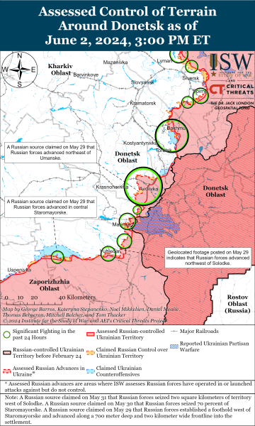 Karte der Militäreinsätze am 3. Juni 2024 — Situation an der Front