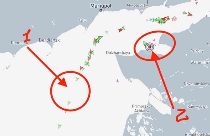 Wir haben 10 Schiffe für „ Training“ ;: Ein russisches Schiff wurde im Asowschen Meer getroffen“ /></p>
<p id=